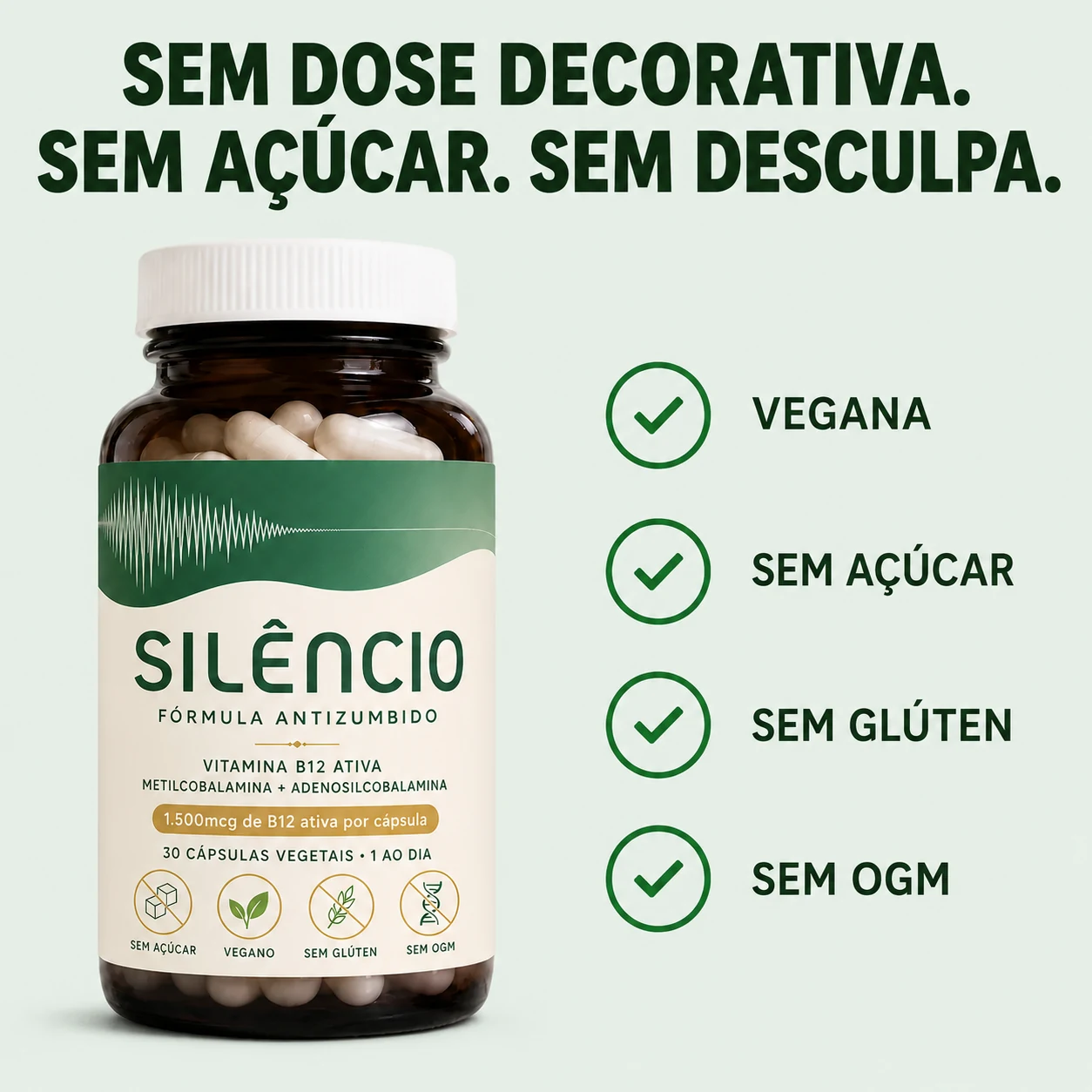 Sem dose decorativa: cápsulas de B12 ativa pura, veganas e sem açúcar